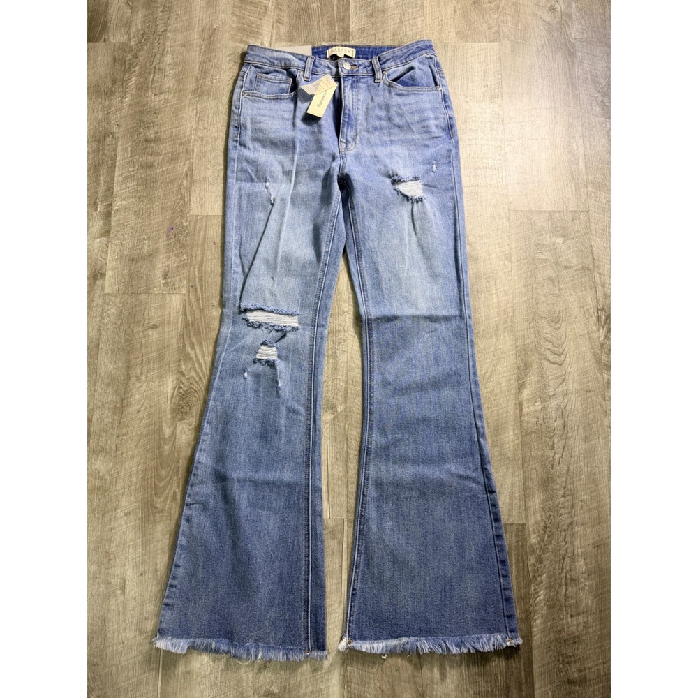 Harper Heritage Francesca's High Rise Flare Distressed Jeans Light Wash 29 NWT